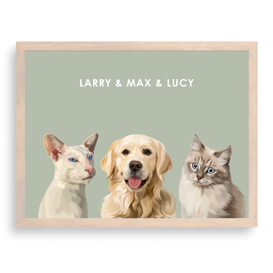 Porträt von drei Haustieren